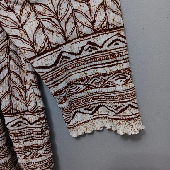 Alfred dunner women's top size M creame and brown buttons down - Picture 2 of 6